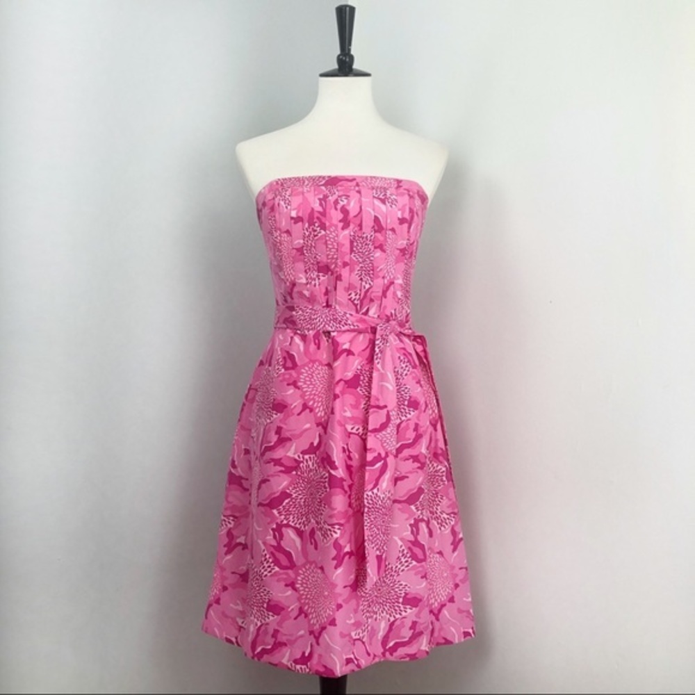 Lilly Pulitzer Strapless Pink Floral Fit & Flare Dress